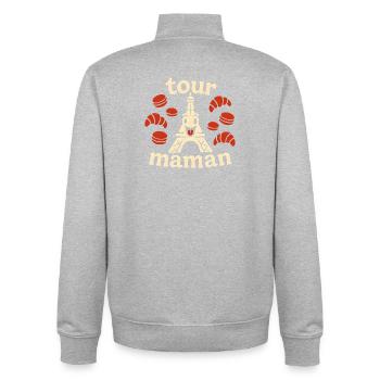 Tour maman Paris Macarons - Sweat zippé unisexe en coton bio Stanley/Stella - gris chiné - Dos - AI Model Male 185 light (185cm)