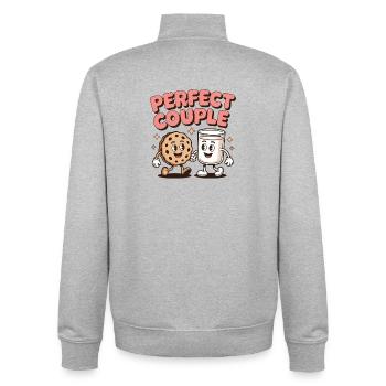 Couple parfait Cookie Lait Duo Dessin animé Art - Sweat zippé unisexe en coton bio Stanley/Stella - gris chiné - Dos - AI Model Male 185 light (185cm)