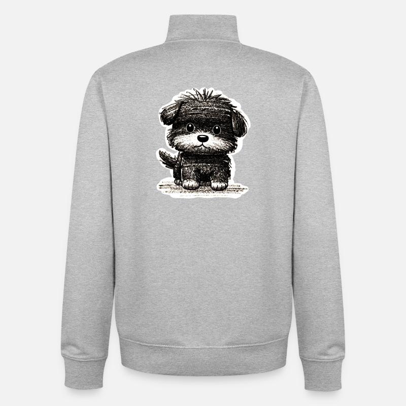 Wuscheliges Hündchen (Grau) - Unisex Organic Zip Sweatshirt von Stanley/Stella - Grau meliert
