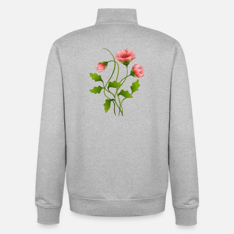 Fleur - Sweat zippé unisexe en coton bio Stanley/Stella - gris chiné