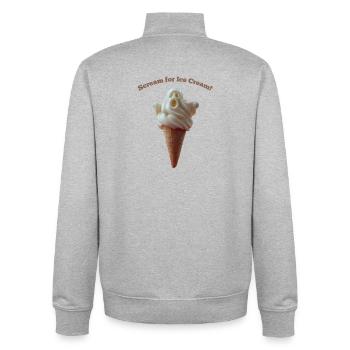 Cri pour IceCream Ghost - Sweat zippé unisexe en coton bio Stanley/Stella - gris chiné - Dos - AI Model Male 185 light (185cm)