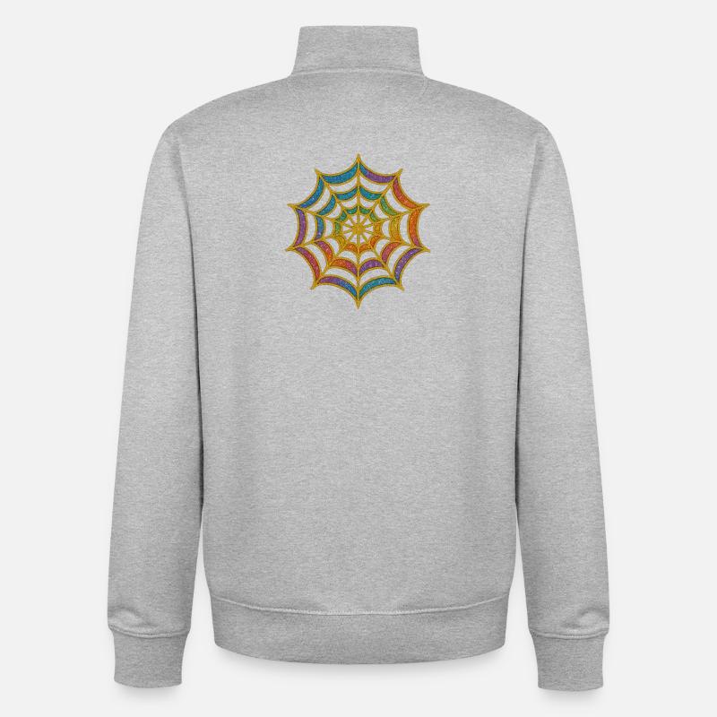 Spinnennetz | Regenbogen-Spinnenweb Goldglitzer - Unisex Organic Zip Sweatshirt von Stanley/Stella - Grau meliert