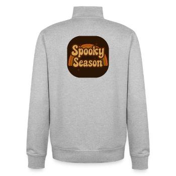Spooky Season Retro Look - Unisex Organic Zip Sweatshirt von Stanley/Stella - Grau meliert - Hinten - AI Model Male 185 light (185cm)