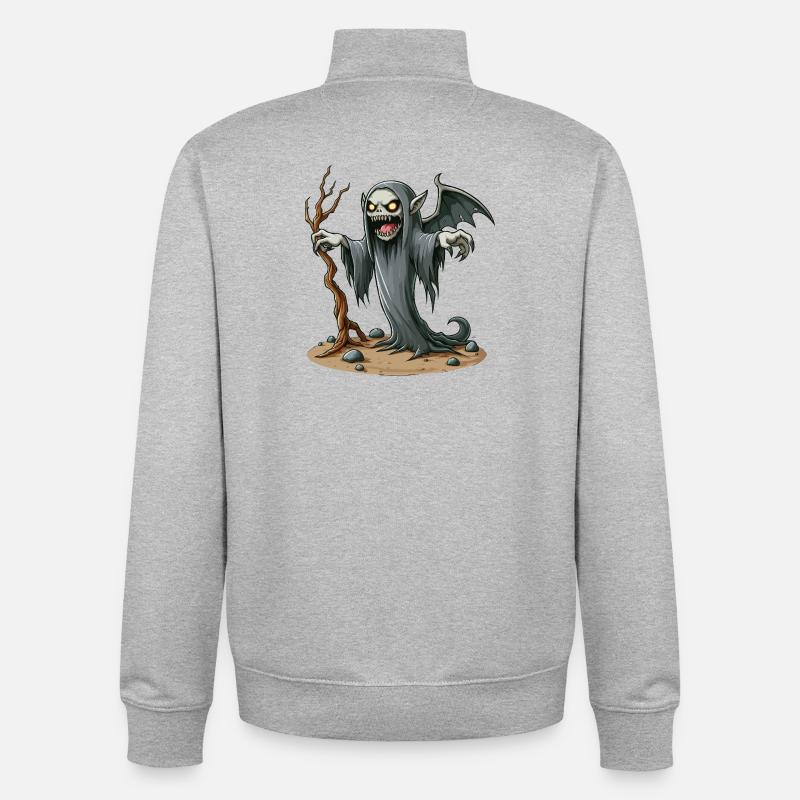 Grim Reaper Banshee on Earth - Unisex Organic Zip Sweatshirt by Stanley/Stella - heather grey
