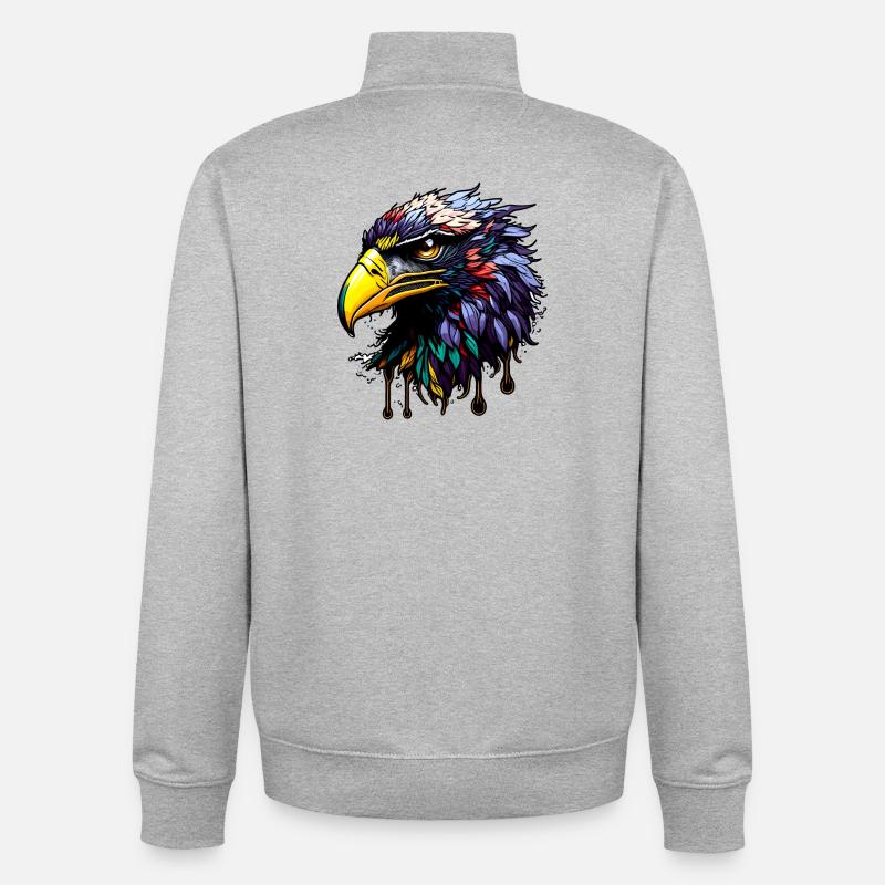 Bunter Adler mit hellen Federn - Unisex Organic Zip Sweatshirt von Stanley/Stella - Grau meliert
