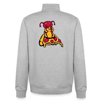 Raupe frisst Pizza Salami Loch lustig hungrig Käse - Unisex Organic Zip Sweatshirt von Stanley/Stella - Grau meliert - Hinten - AI Model Male 185 light (185cm)