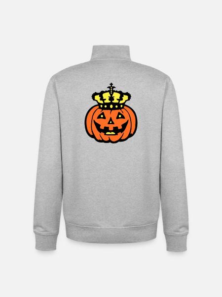 Halloween Kürbiskönig Krone König Kürbis Herrscher - Unisex Organic Zip Sweatshirt von Stanley/Stella - Grau meliert