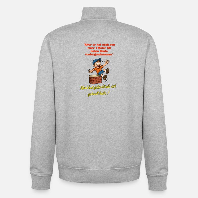 Saut d’Arête Éclat de rire - Sweat zippé unisexe en coton bio Stanley/Stella - gris chiné