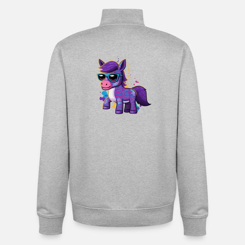 Reiterin Pony Farbenfrohes Pferd - Unisex Organic Zip Sweatshirt von Stanley/Stella - Grau meliert