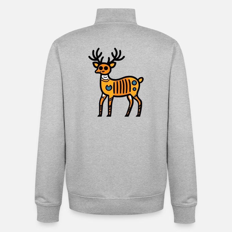 Hirsch Halloween Zombie - Unisex Organic Zip Sweatshirt von Stanley/Stella - Grau meliert