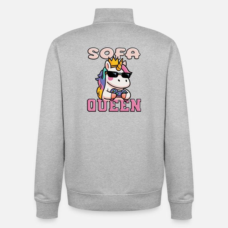 Einhorn die Sofa Queen - Unisex Organic Zip Sweatshirt von Stanley/Stella - Grau meliert