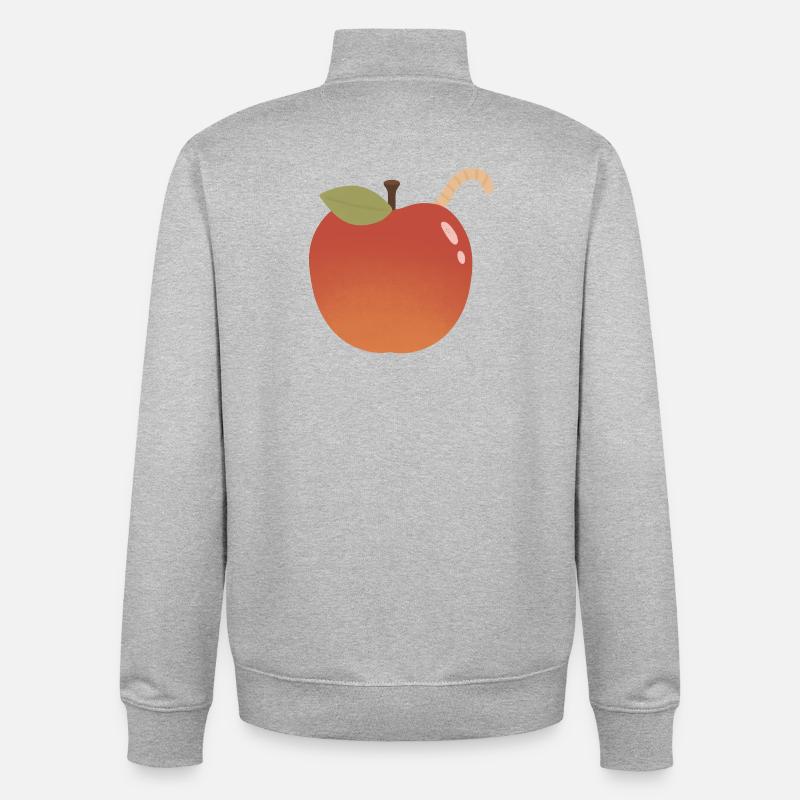 Apfel mit gebogenem Wurm-Akzent - Unisex Organic Zip Sweatshirt von Stanley/Stella - Grau meliert