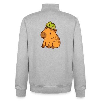 Capybara et caméléon – Amis pour la vie 🦎🦫 - Sweat zippé unisexe en coton bio Stanley/Stella - gris chiné - Dos - AI Model Male 185 light (185cm)