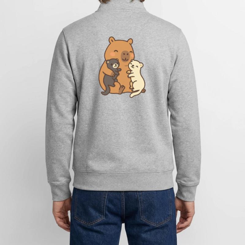 Capibara e furetto – Amicizia e sicurezza Felpa unisex con zip in cotone biologico di Stanley/Stella