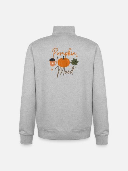 Autumn Pumpkin Mood Coffee Tee - Unisex Organic Zip Sweatshirt by Stanley/Stella - heather grey
