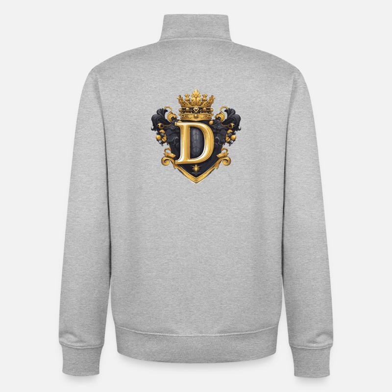 D Buchstabe Name Krone - Unisex Organic Zip Sweatshirt von Stanley/Stella - Grau meliert