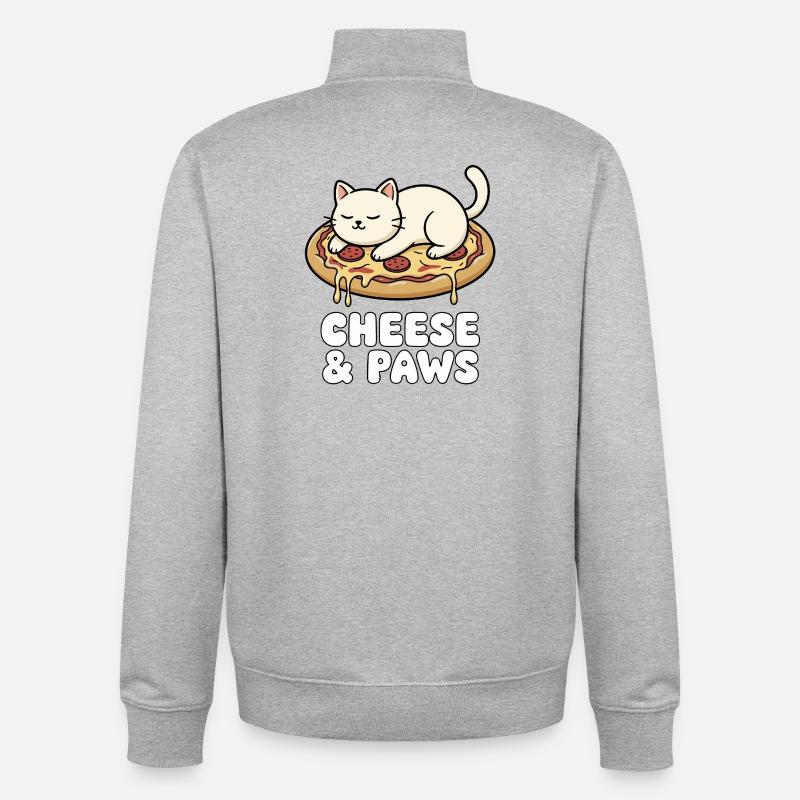 Käsepfoten Katze Pizza - Unisex Organic Zip Sweatshirt von Stanley/Stella - Grau meliert