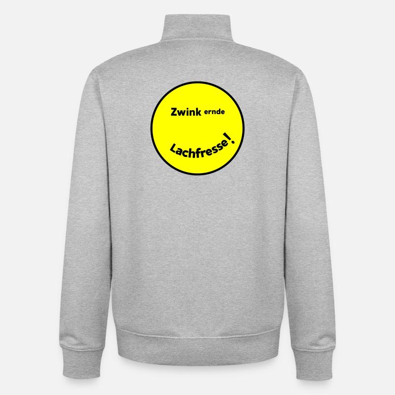 Zwinkernde Lachfresse - Unisex Organic Zip Sweatshirt von Stanley/Stella - Grau meliert