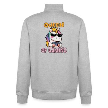 Queen of Gaming - Gamble Unicorn - Unisex Organic Zip Sweatshirt by Stanley/Stella - heather grey - Back - AI Model Male 185 light (185cm)