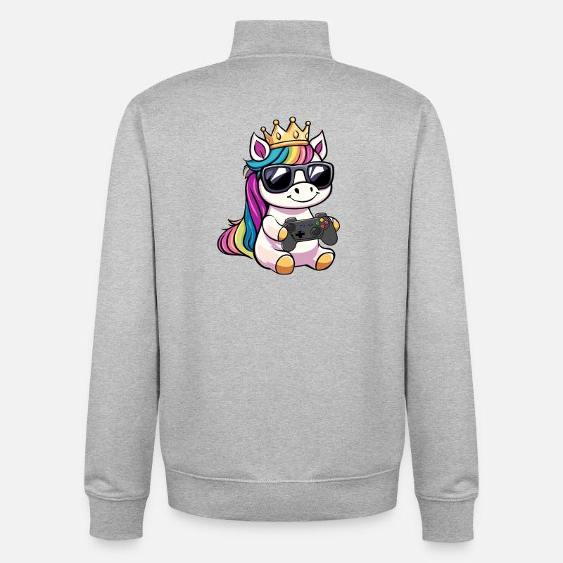 Einhorn controller - Unisex Organic Zip Sweatshirt von Stanley/Stella - Grau meliert