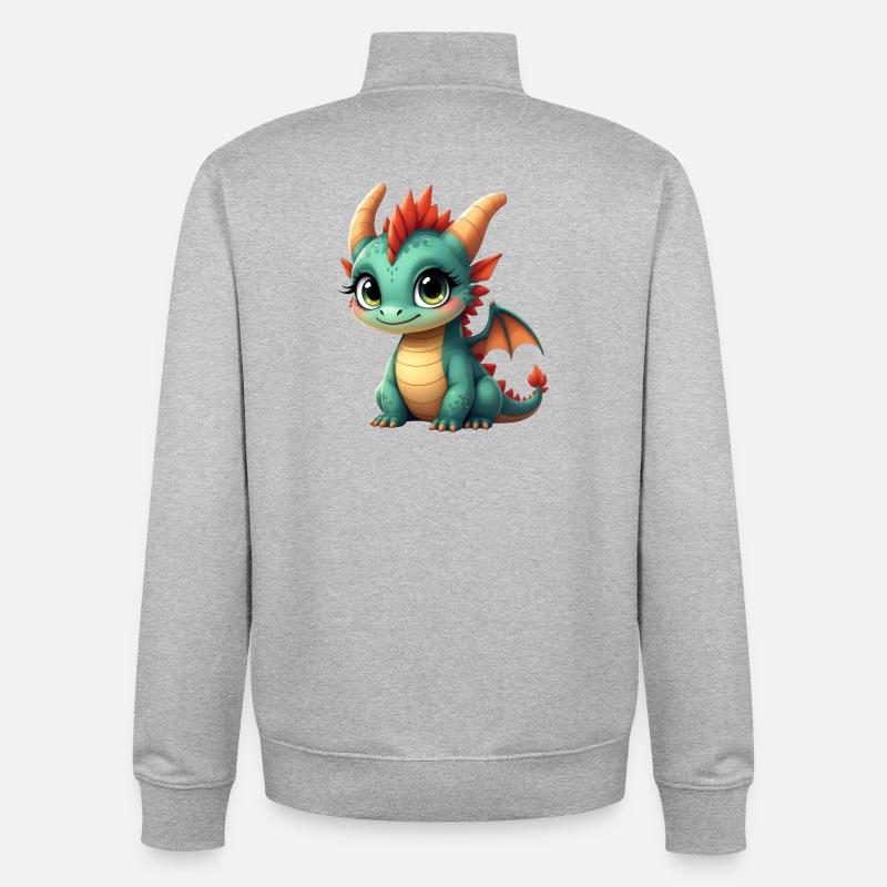 Mignon bébé dragon - Sweat zippé unisexe en coton bio Stanley/Stella - gris chiné
