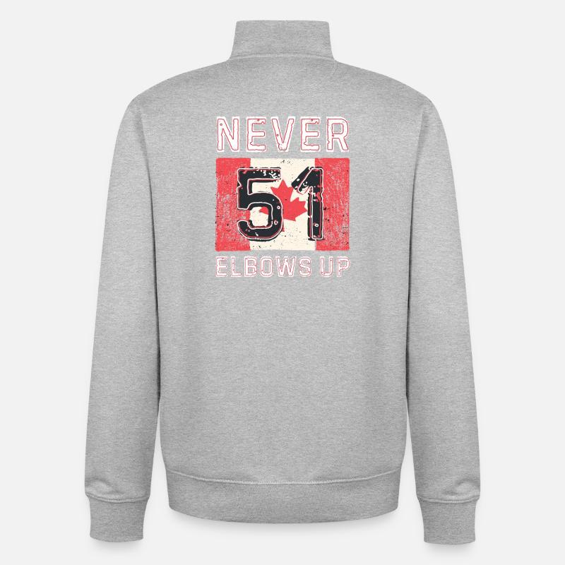 T-shirt de protestation Elbows Up Canada - Sweat zippé unisexe en coton bio Stanley/Stella - gris chiné