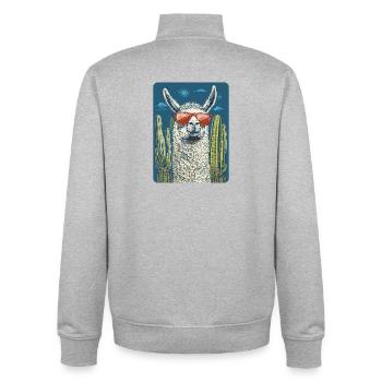 lama - Unisex Organic Zip Sweatshirt by Stanley/Stella - heather grey - Back - AI Model Male 185 light (185cm)