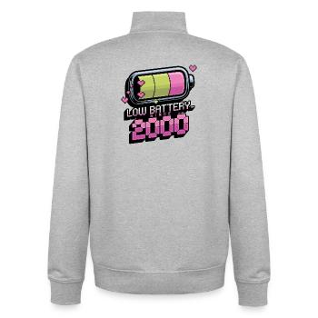 Y2K Retro – Low Battery Since 2000 - Unisex Organic Zip Sweatshirt by Stanley/Stella - heather grey - Back - AI Model Male 185 light (185cm)