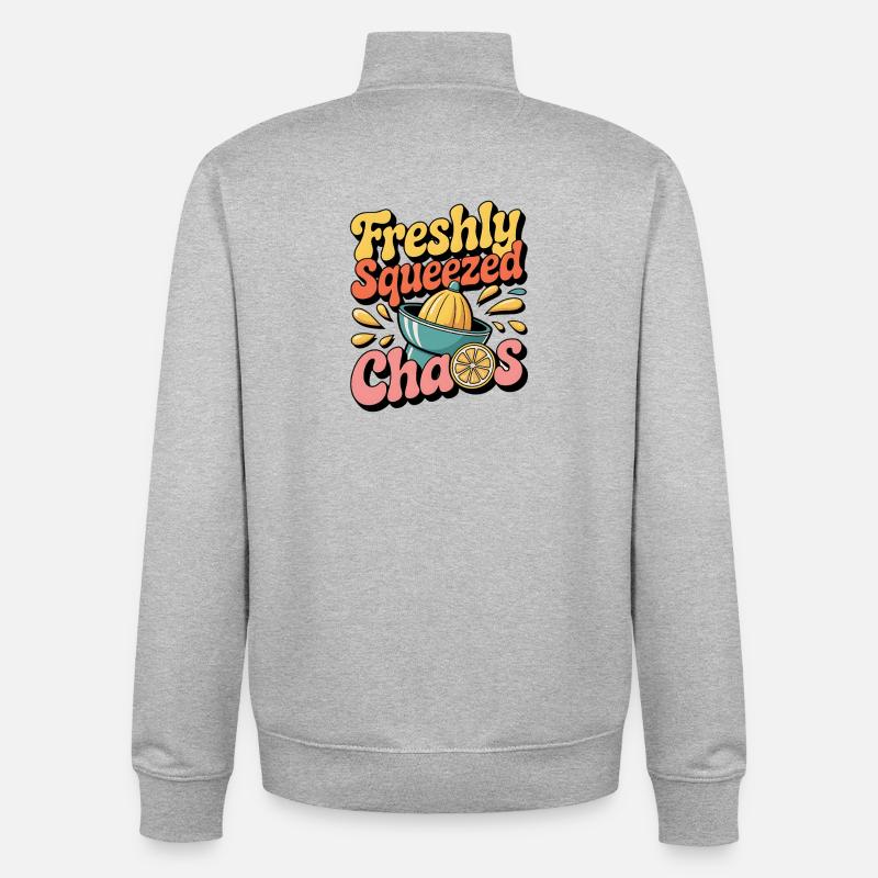 Y2K Pop Humor – Zitrone - Unisex Organic Zip Sweatshirt von Stanley/Stella - Grau meliert