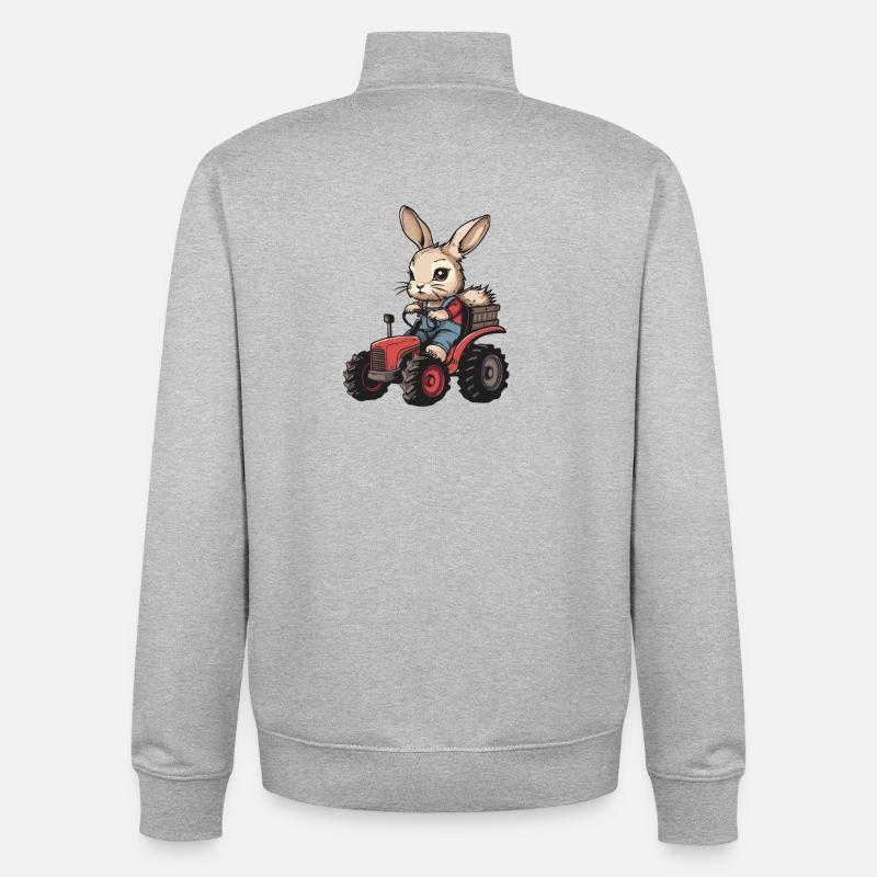 Hase Traktor Farmer - Unisex Organic Zip Sweatshirt von Stanley/Stella - Grau meliert