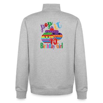 pop-it Geburtstagskind 10 - Unisex Organic Zip Sweatshirt von Stanley/Stella - Grau meliert - Hinten - AI Model Male 185 light (185cm)
