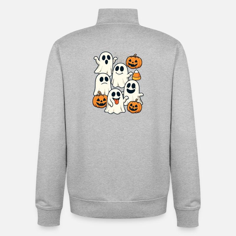 Halloween Ghosts & Ghosts Outfit Ghosts - Sweat zippé unisexe en coton bio Stanley/Stella - gris chiné