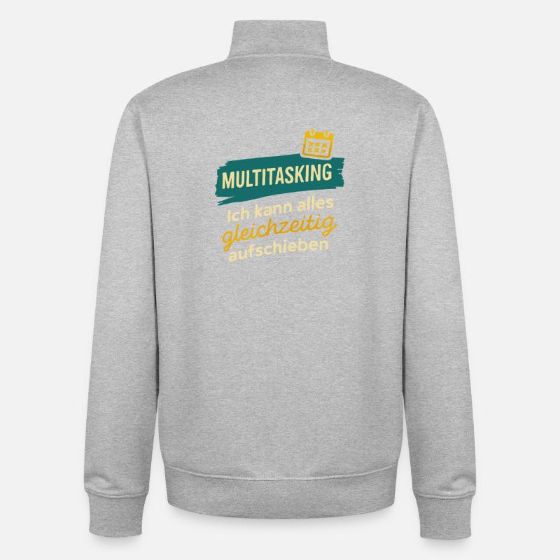 Multitasking – Postpone everything at once - Unisex Organic Zip Sweatshirt by Stanley/Stella - heather grey