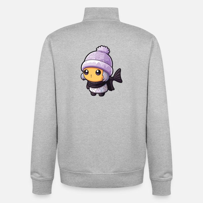 Poisson Hiver Animal Anime - Sweat zippé unisexe en coton bio Stanley/Stella - gris chiné