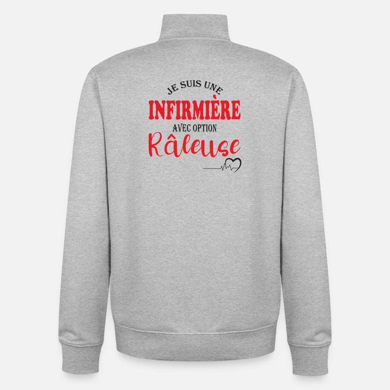 Cadeau pour une infirmière avec option râleuse - Sweat zippé unisexe en coton bio Stanley/Stella - gris chiné