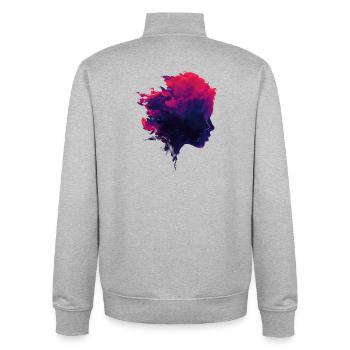Crimson_Flow_Profile - Unisex Organic Zip Sweatshirt by Stanley/Stella - heather grey - Back - AI Model Male 185 light (185cm)