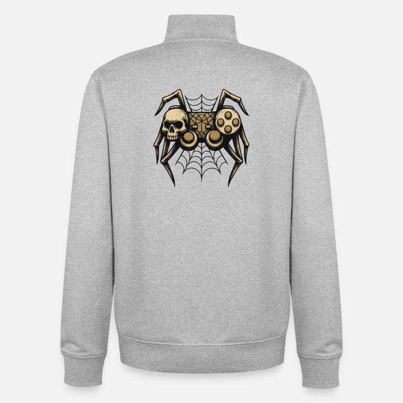 Schädelspinne mit Controller - Unisex Organic Zip Sweatshirt von Stanley/Stella - Grau meliert