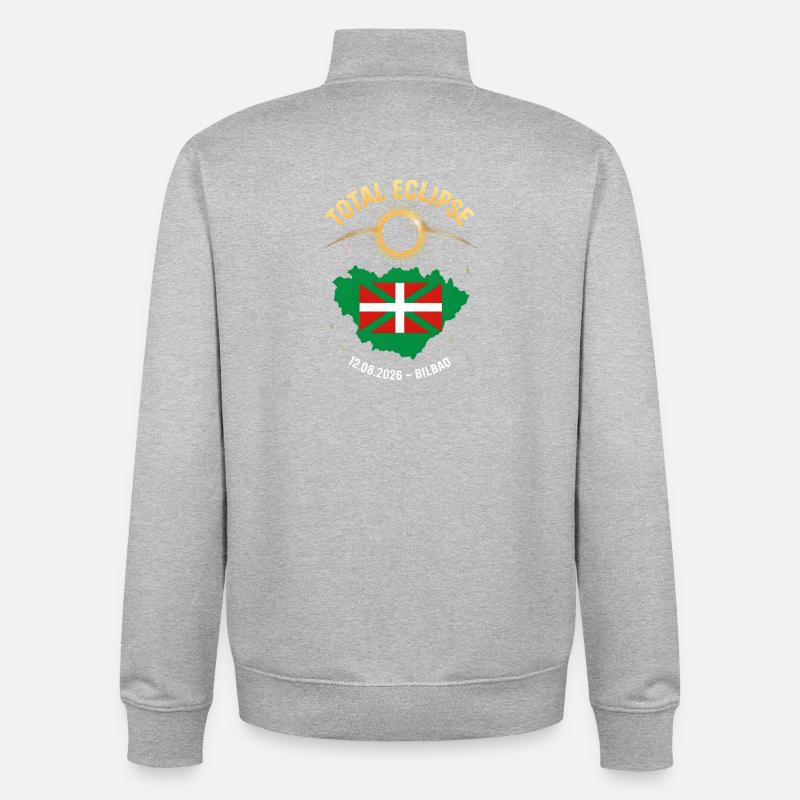 Total Solar Eclipse Bilbao 2026 - Unisex Organic Zip Sweatshirt by Stanley/Stella - heather grey