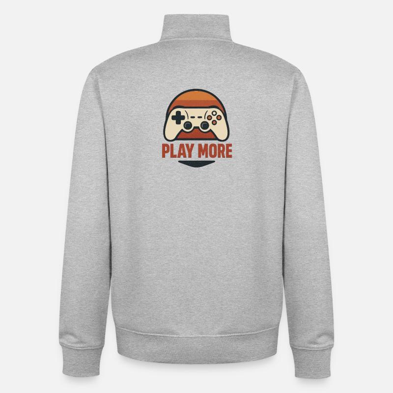 Retro Controller Motif - Unisex Organic Zip Sweatshirt by Stanley/Stella - heather grey