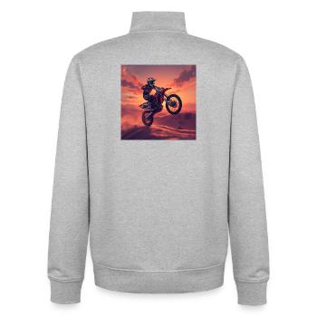 Sonnenuntergang Motocross Sprung - Unisex Organic Zip Sweatshirt von Stanley/Stella - Grau meliert - Hinten - AI Model Male 185 light (185cm)