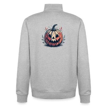 Halloween Night Style Carved Pumpkin - Unisex Organic Zip Sweatshirt by Stanley/Stella - heather grey - Back - AI Model Male 185 light (185cm)
