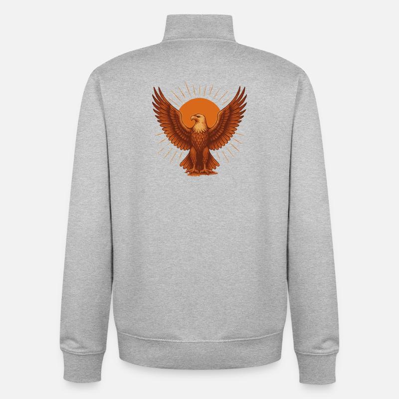 Fiery Solar Eagle - Unisex Organic Zip Sweatshirt by Stanley/Stella - heather grey