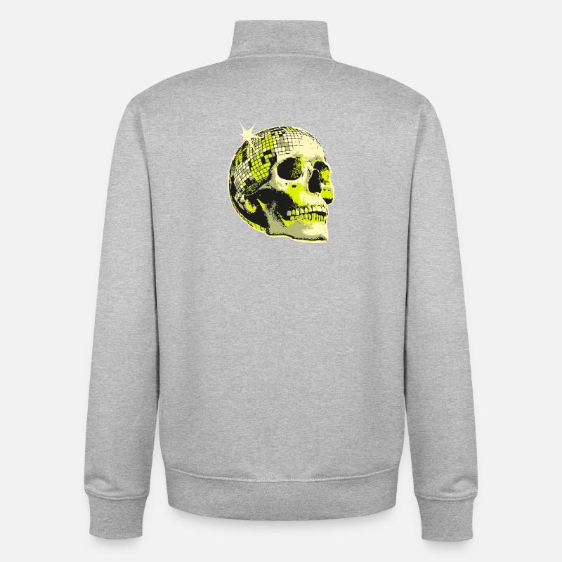 Neon Crâne Boule Disco - Sweat zippé unisexe en coton bio Stanley/Stella - gris chiné