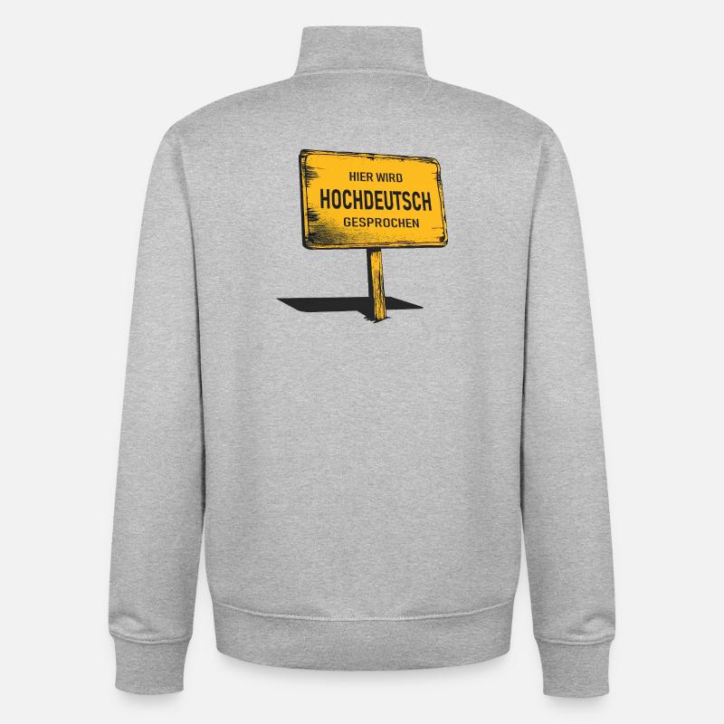 Hier wird Hochdeutsch gesprochen  - Unisex Organic Zip Sweatshirt von Stanley/Stella - Grau meliert