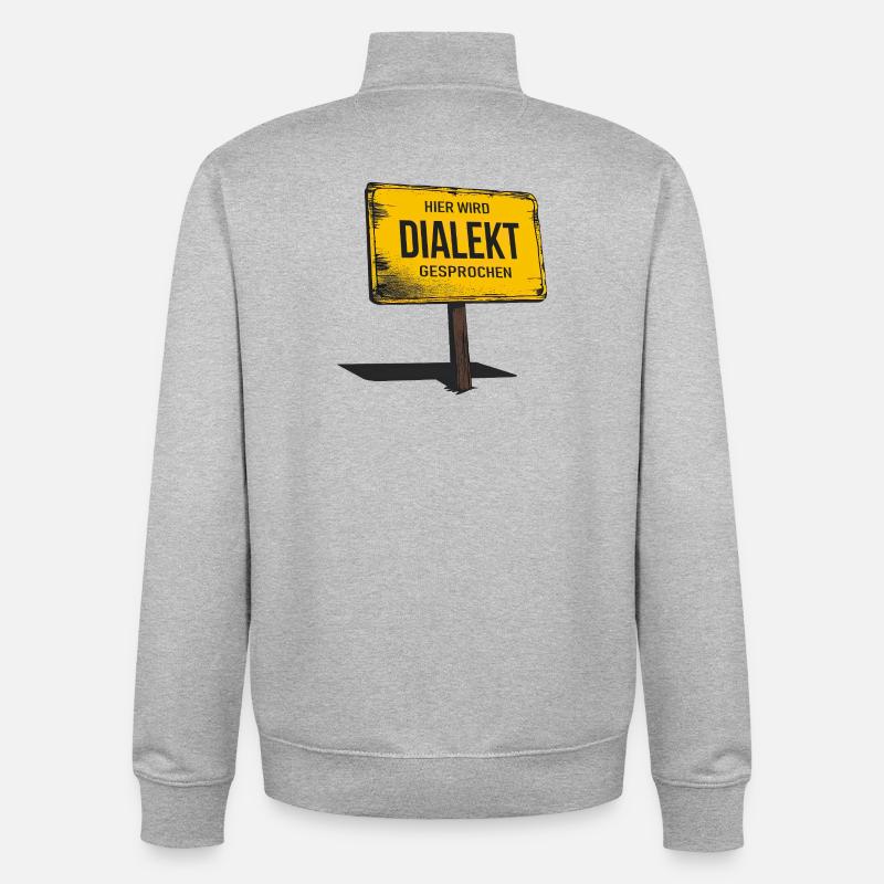 Hier wird Dialekt gesprochen – Lustiger Spruch - Unisex Organic Zip Sweatshirt von Stanley/Stella - Grau meliert