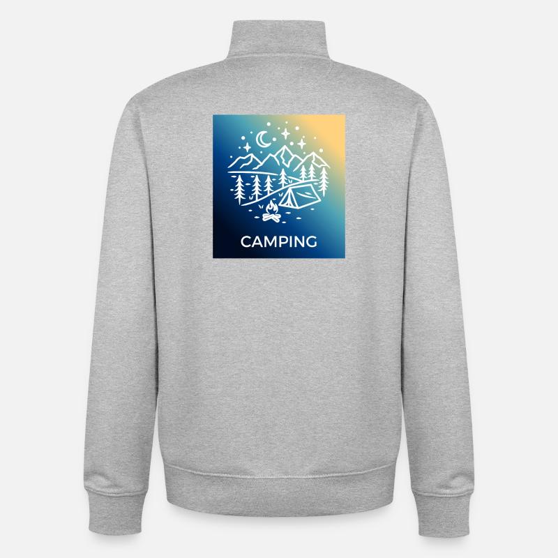 Nuit Forêt Camping Camping - Sweat zippé unisexe en coton bio Stanley/Stella - gris chiné