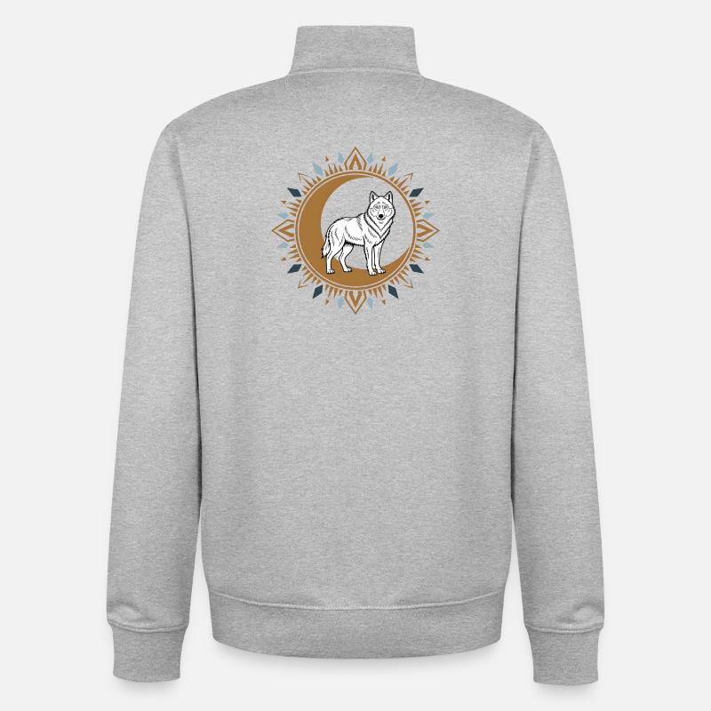 Boho Wolf - Unisex Organic Zip Sweatshirt von Stanley/Stella - Grau meliert