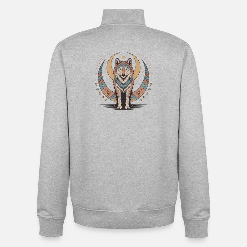 Boho Wolf - Unisex Organic Zip Sweatshirt von Stanley/Stella - Grau meliert