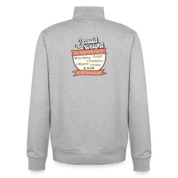 I Could Lose Weight – But That'd Be Unfair - Unisex Organic Zip Sweatshirt by Stanley/Stella - heather grey - Back - AI Model Male 185 light (185cm)