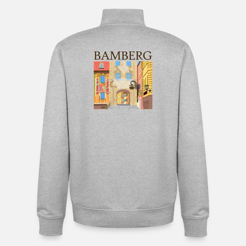 Bamberg, Bavière, Dessin à la main - Sweat zippé unisexe en coton bio Stanley/Stella - gris chiné